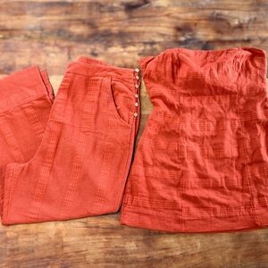 Free People Orange Wide Leg Pants & Jumpsuit Set
